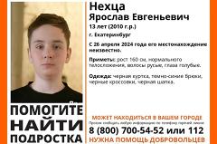 В Екатеринбурге пропал 13-летний школьник