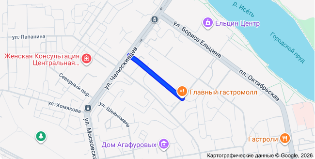 Улица Октябрьской Революции (выделена синим цветом). Фото: карты Google