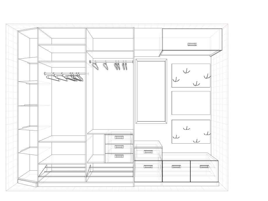 Как начертить шкаф с размерами