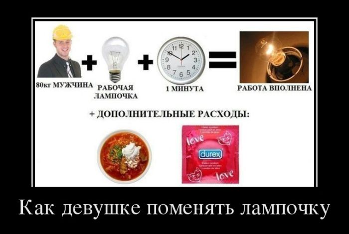 Чем заменить девушку в домашних условиях Юмор / Фото Демотиваторы: как девушке поменять лампочку?