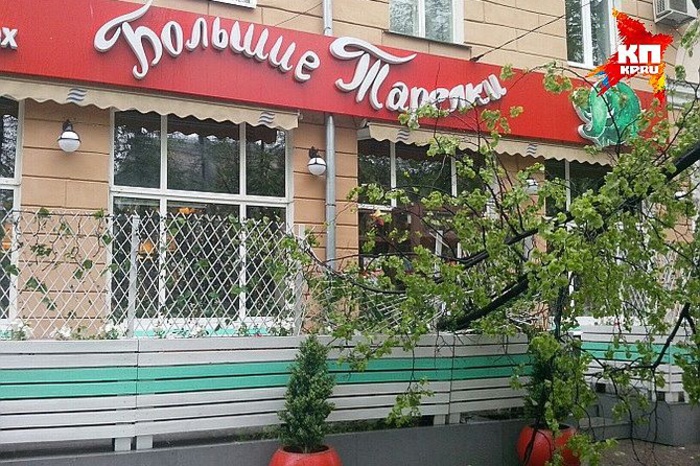 В центре Екатеринбурга на веранду кафе из-за ветра обрушилось дерево