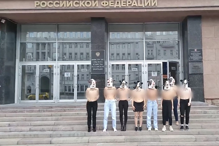 У Минсельхоза РФ девушки устроили топлес-акцию — видео
