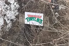 В Екатеринбурге восстановили указатель логова черепашек-ниндзя