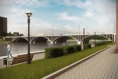 На стройплощадке Макаровского моста монтируют понтон