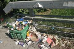 Берег Исети на Уктусе зарастает мусором из заброшенных урн