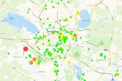 Карта распространения коронавируса по Екатеринбургу от Роспотребнадзора