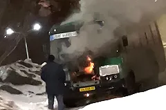 На Московском тракте на заправке загорелся пассажирский автобус