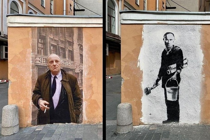 На место закрашенного в Петербурге портрета Бродского поместили «граффити» Путина в образе маляра