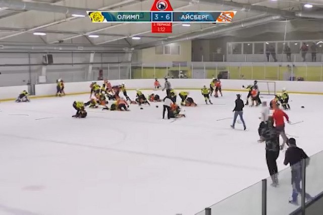 Финал детского хоккейного турнира завершился массовой дракой