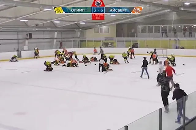 Финал детского хоккейного турнира завершился массовой дракой