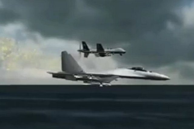 Американцы показали анимацию сбития Су-27 ВКС России своего беспилотника