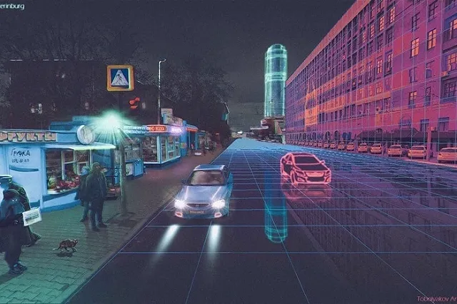 «Кибербург»: студент представил Екатеринбург в стилистике киберпанка