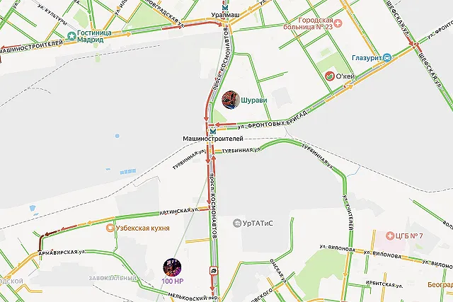 Большая пробка внезапно выросла на проспекте Космонавтов