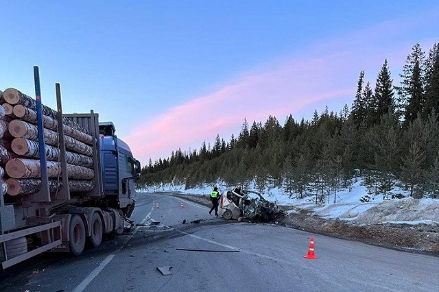 Водитель легковушки погиб в аварии с лесовозом на свердловской трассе