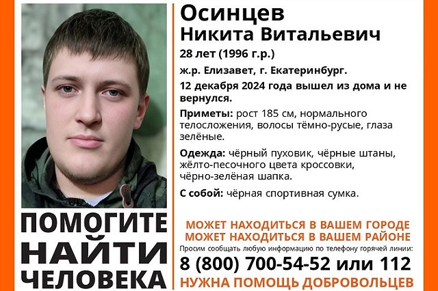 На Елизавете пропал молодой мужчина с большой черной сумкой