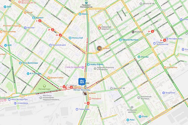 Уралмаш встал в пробку из-за сломавшихся светофоров