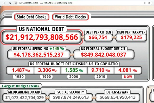 Госдолг США вырос на $2 трлн при президентстве Трампа