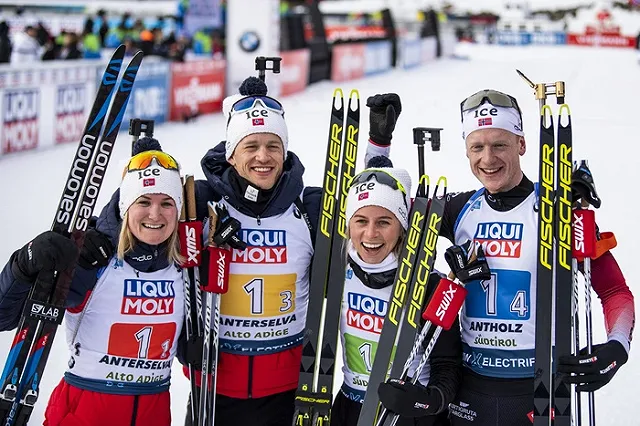 Россия заняла 6 место в смешанной эстафете на ЧМ по биатлону