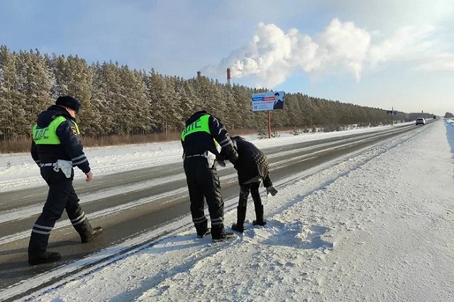 На Урале сотрудники ДПС предотвратили гибель «ходячего мертвеца» на трассе