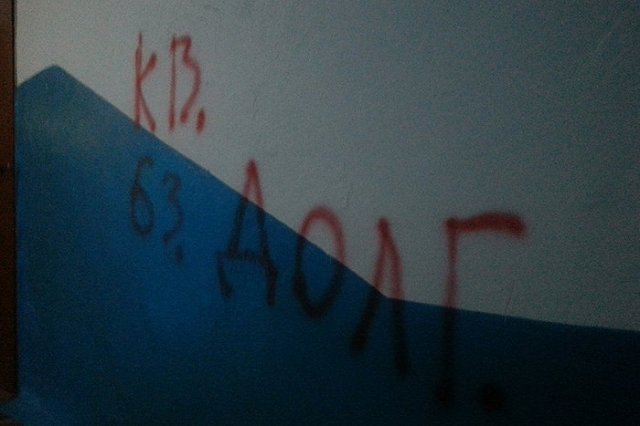 В Серове коллекторы изуродовали подъезд дома