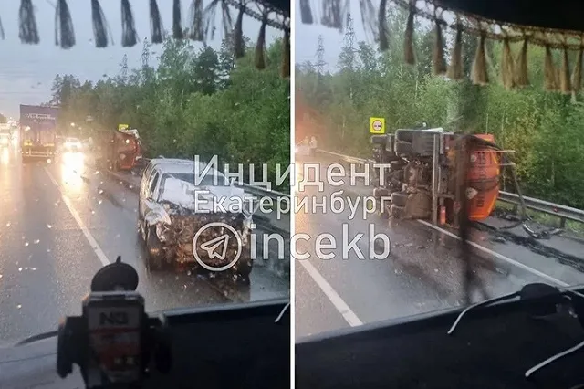 На ЕКАД бензовоз выехал на встречку и врезался в пикап