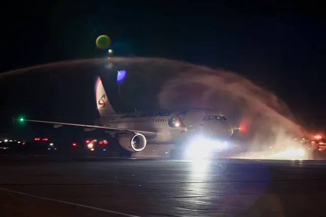 Торжественная встреча самолета из Геленджика напугала пассажиров Кольцово