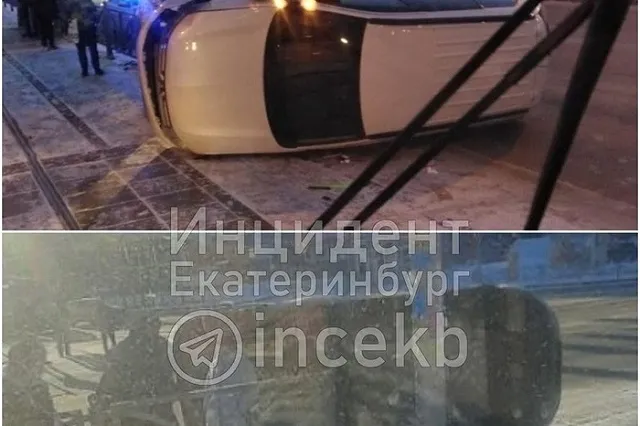 На Ботанике машина вылетела на тротуар у пешеходного перехода и опрокинулась