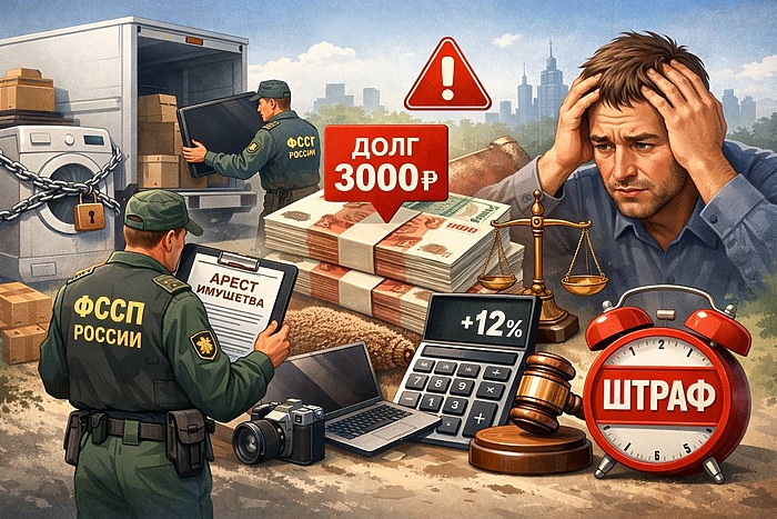 Долг в 3000 рублей может обернуться арестом имущества