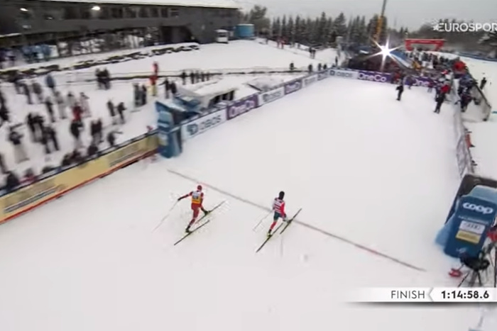 Российским лыжниками не хватило 0,2 секунды до золота в эстафете на КМ