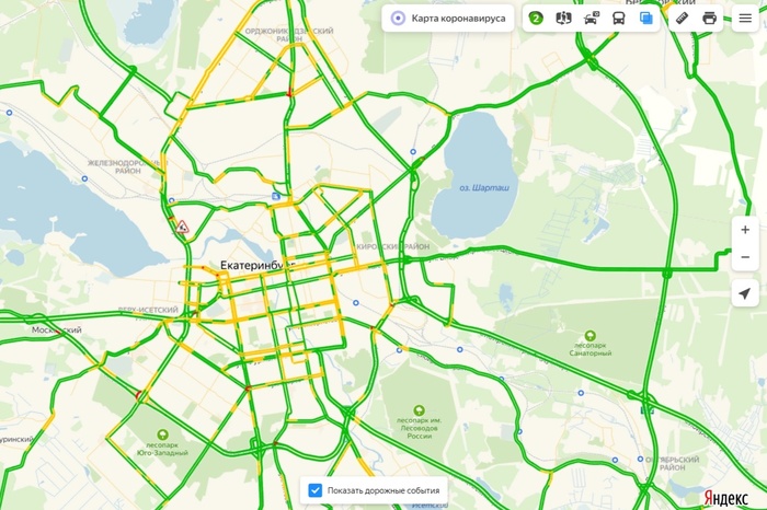 Дороги Екатеринбурга опустели из-за карантинных мер — трафик упал более чем на половину