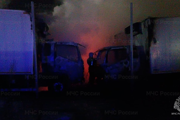 Девять грузовых автомобилей сгорели ночью в поселке под Екатеринбургом