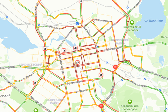 Карта с пробками онлайн екатеринбург