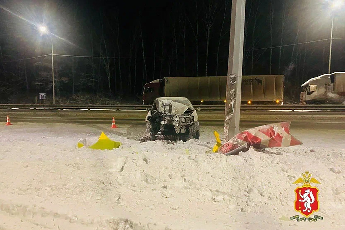 Водитель иномарки врезался под Екатеринбургом в столб по дороге с новогоднего корпоратива