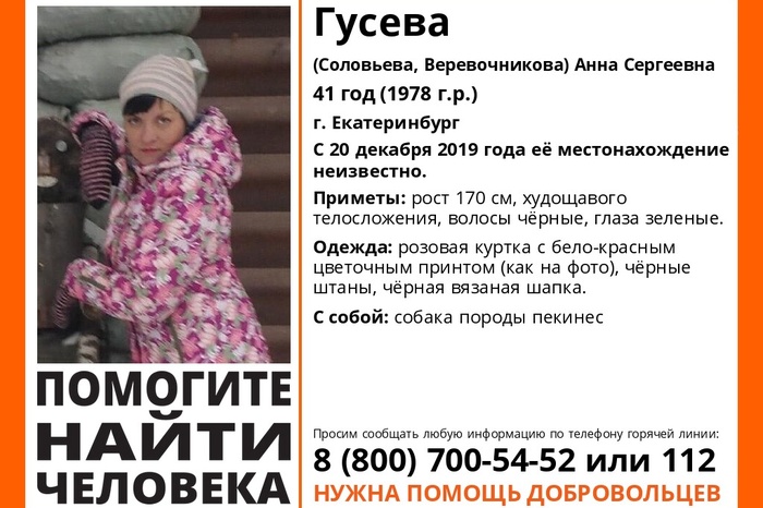 В Екатеринбурге пропала женщина, которая ушла гулять с собакой