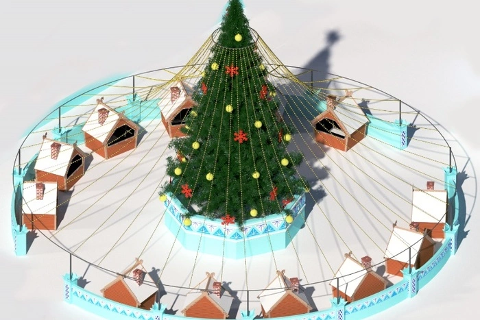 Главную елку на площади 1905 года украсят гирляндами за 1,5 млн рублей