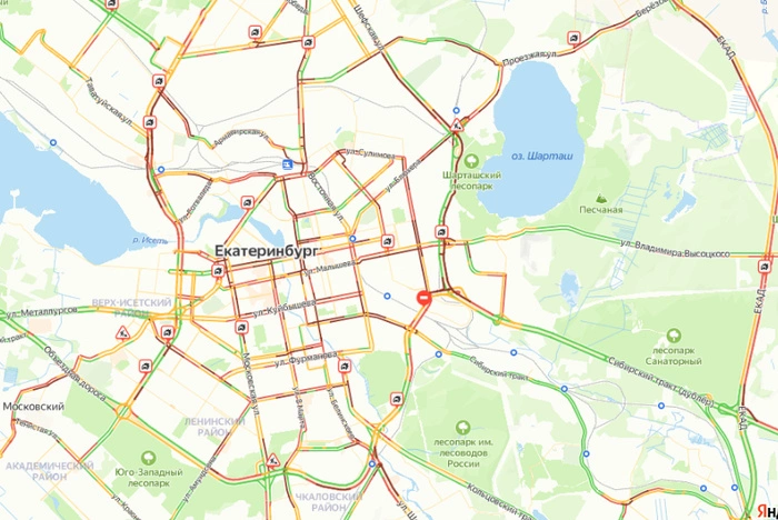 В Екатеринбурге пробки 10 баллов