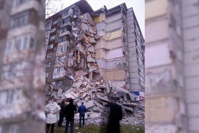В Ижевске от взрыва обрушилась часть девятиэтажки