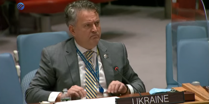 Постоянный представитель Украины при ООН Сергей Кислица. Фото: скрин видео You Tube