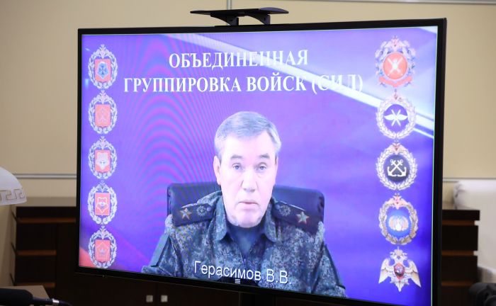 Начальник Генштаба ВС РФ Валерий Герасимов (встреча в режиме видеоконференции), 26 апреля 2025 года Московская область, Ново-Огарёво. Фото: kremlin.ru