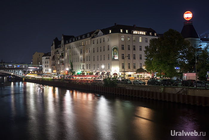 Ночной Берлин, река Шпрея, Friedrichstraße, 106