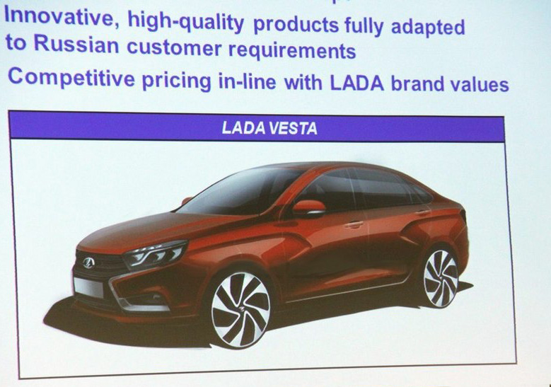 Внешность будущей Lada Vesta случайно рассекретили на каком-то собрании топ-менеджеров...